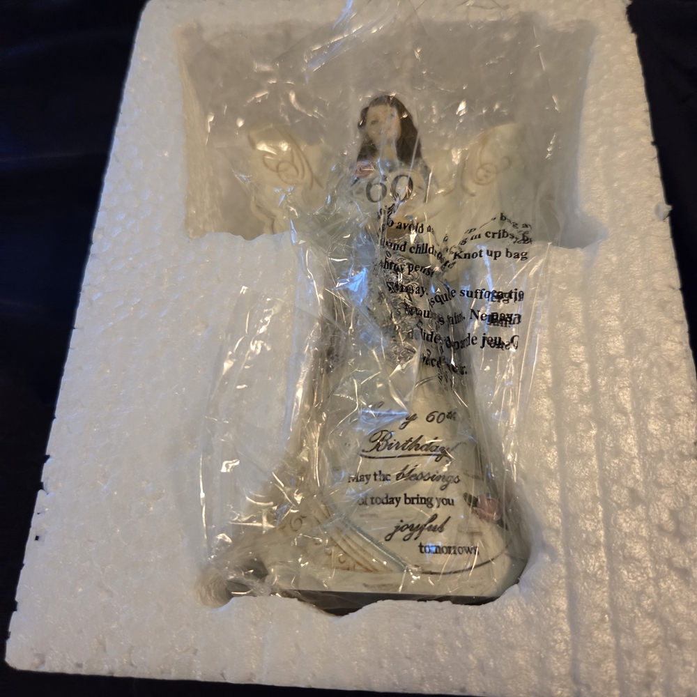 Pretty 60th Birthday Angel Figurine/Cake Topper - Picture 5 of 6